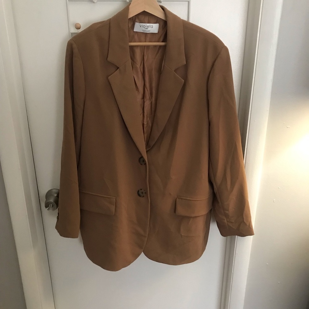 Violeta by Mango oversized camel blazer